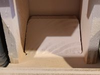 2022-03-21 08.48.39  Wedge shaped &#34;kicker&#34;.  This forces the cans to roll out and stop when they hit the Can Stop.  This one is a 60 degree slice of a 2x4, cut on a compound miter saw with an &#34;acute angle&#34; jig so that it can make a miter cut greater than 45 degrees.  This column is 3 1/2&#34; wide.